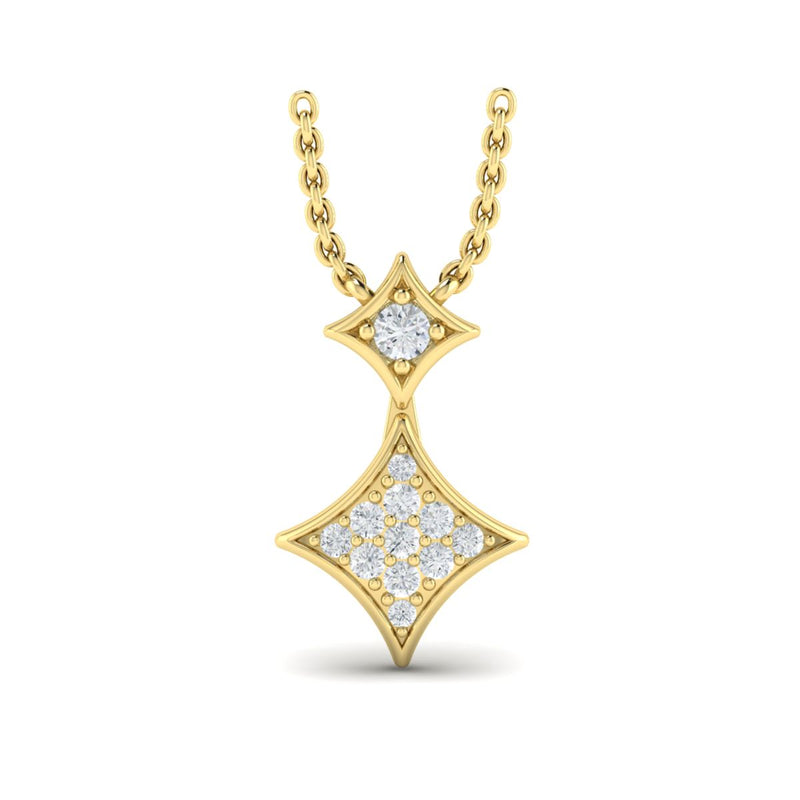 Diamond Double Drop Necklace in 14K Yellow Gold