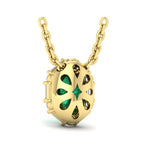 Emerald & Diamond Halo Necklace in 14K Yellow Gold