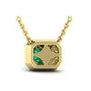 Emerald & Diamond Horizontal Halo Necklace in 14K Yellow Gold