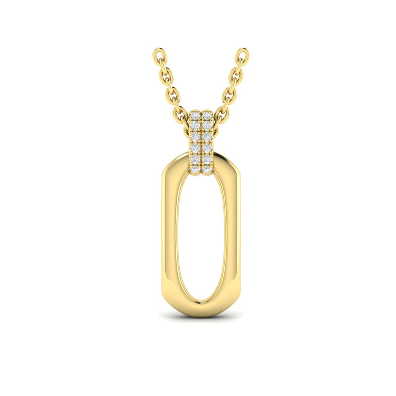 Diamond Open Drop Necklace in 14K Yellow Gold