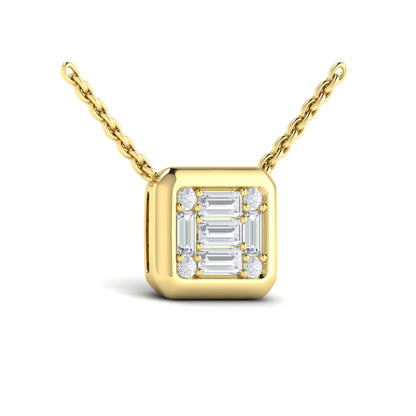 Diamond Cluster Bezel Necklace in 14K Yellow Gold