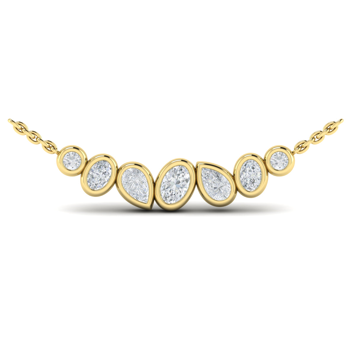 Diamond Graduated Bezel Necklace in 14K Yellow Gold