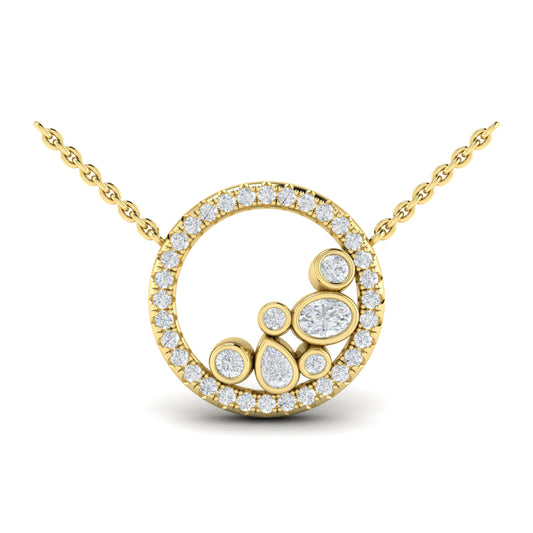 Diamond Circle Necklace in 14K Yellow Gold