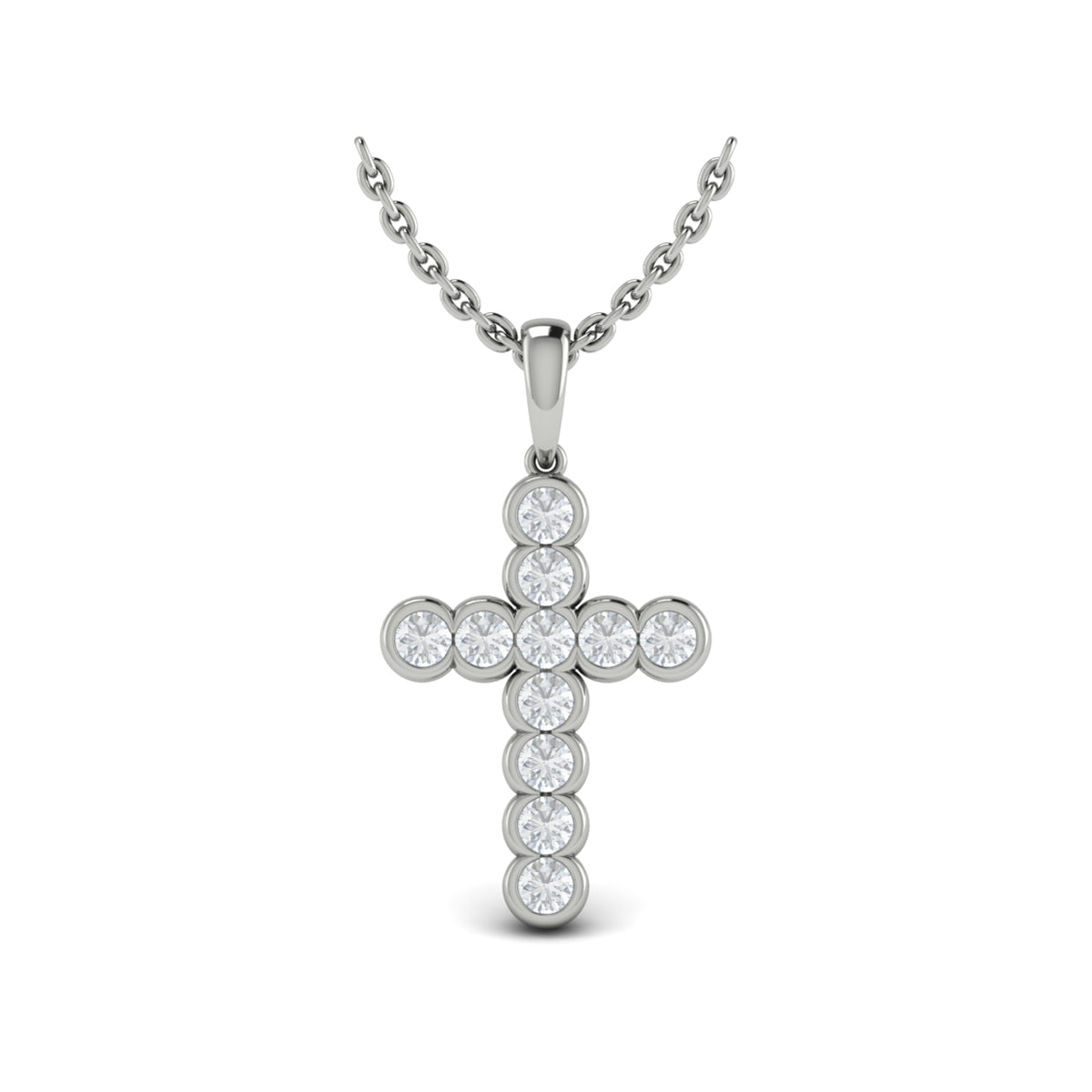 Diamond Bezel Set Cross in 14K White Gold