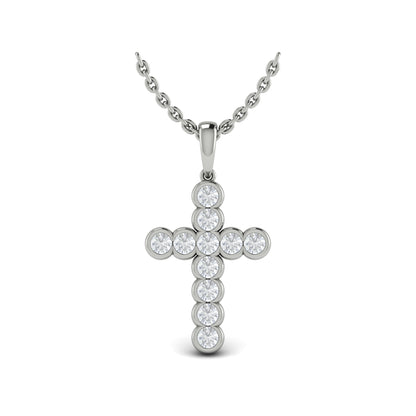 Diamond Bezel Set Cross in 14K White Gold