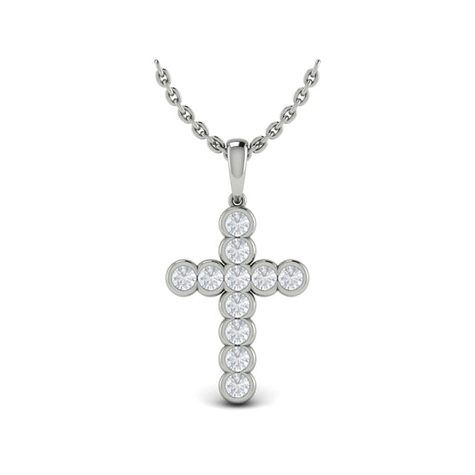 Diamond Bezel Set Cross in 14K White Gold