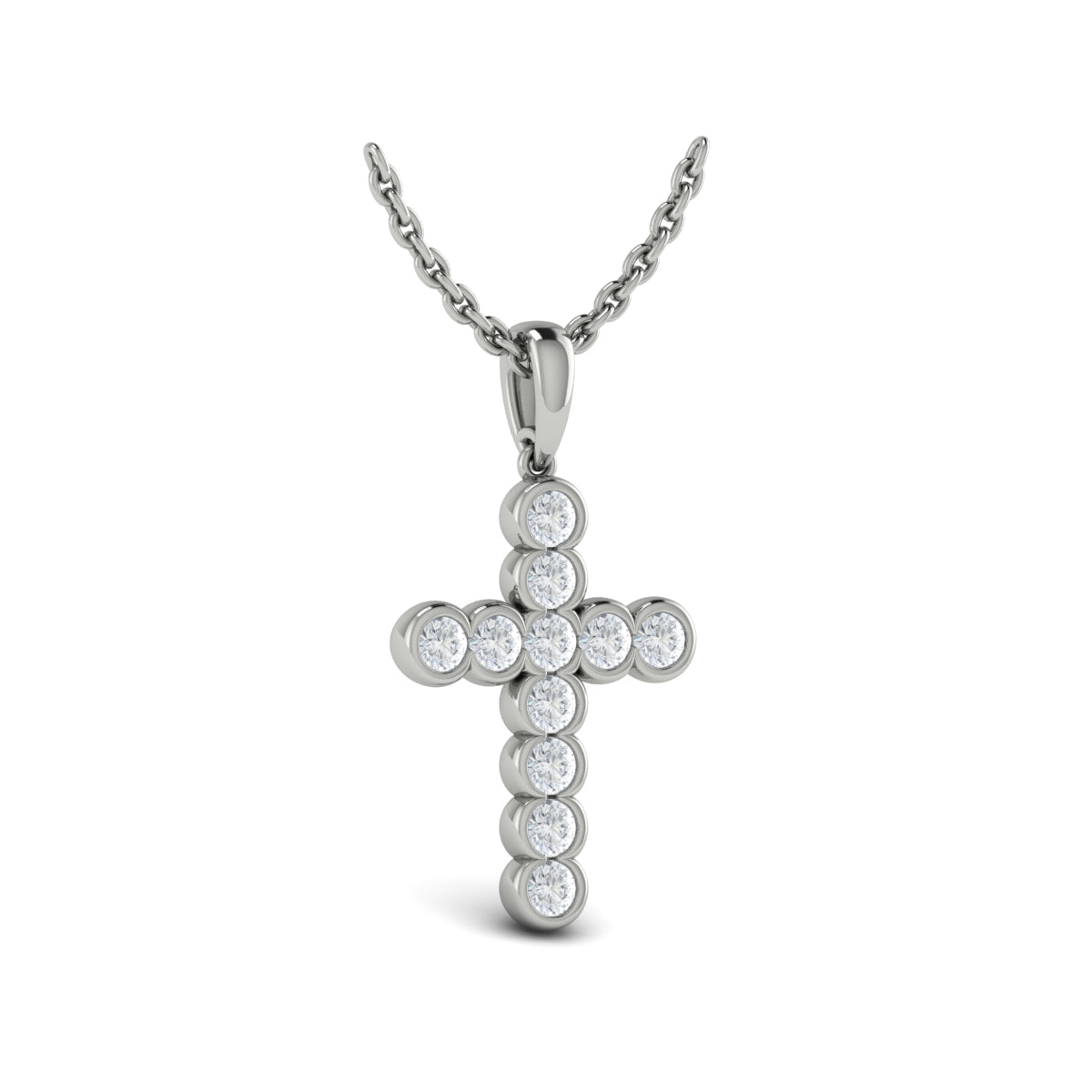 Diamond Bezel Set Cross in 14K White Gold