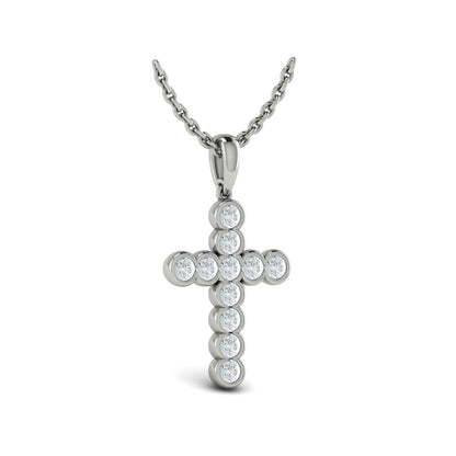 Diamond Bezel Set Cross in 14K White Gold