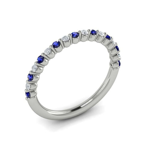 Sapphire & Diamond Band in 14K White Gold