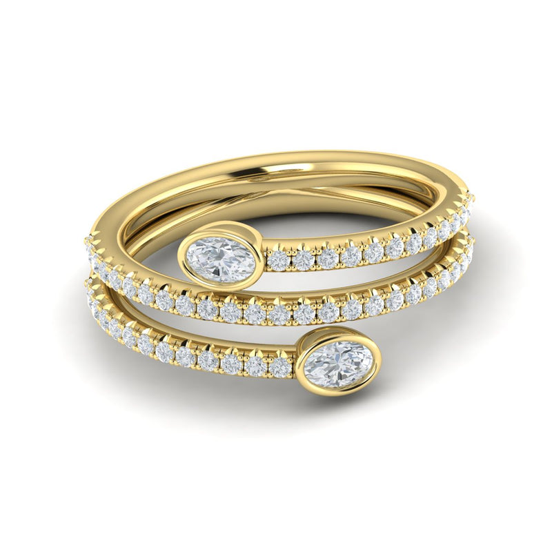 Diamond Multi Wrap Oval Cut Band in 14K Yellow Gold