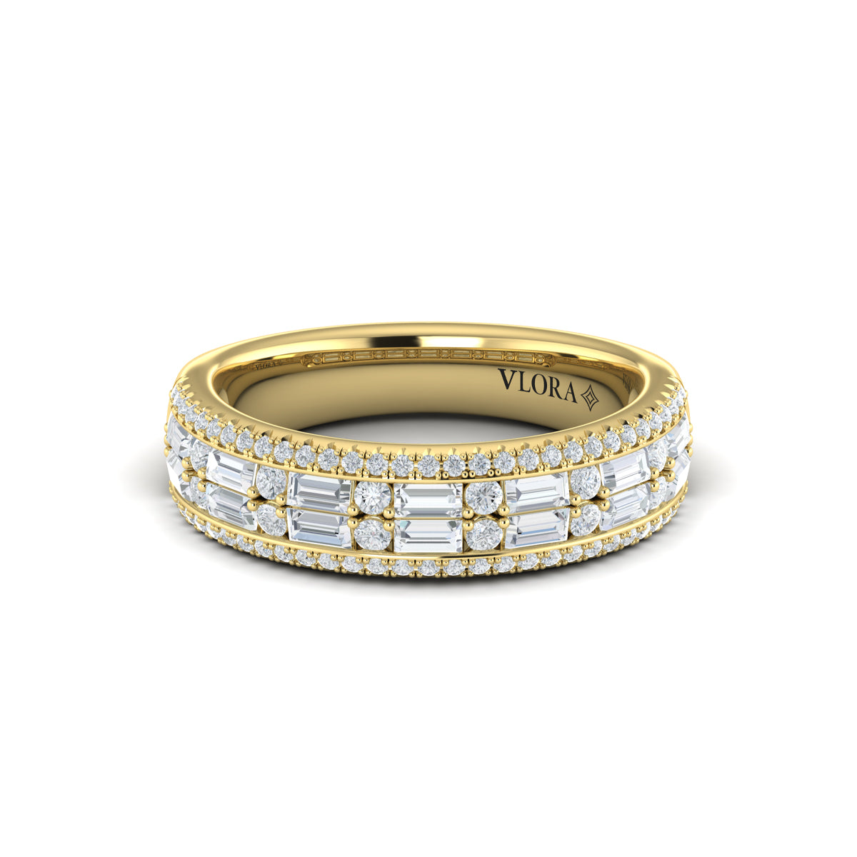 Diamond Multi-Row Baguette Band in 14K Yellow Gold