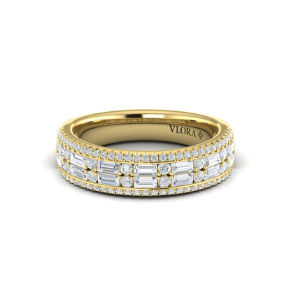 Diamond Multi-Row Baguette Band in 14K Yellow Gold