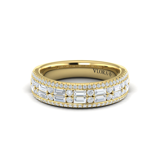 Diamond Multi-Row Baguette Band in 14K Yellow Gold