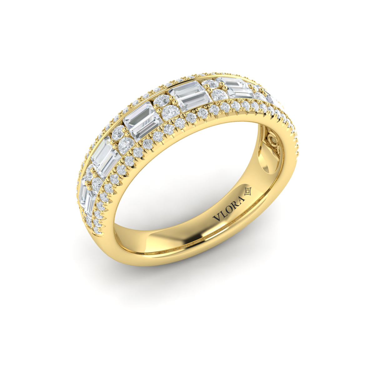 Diamond Multi-Row Baguette Band in 14K Yellow Gold