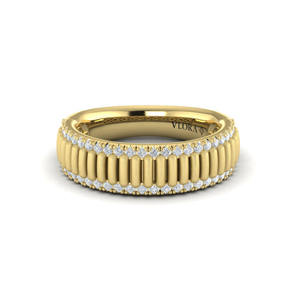 Diamond Ribbed Fashion Band in 14K Yellow Gold