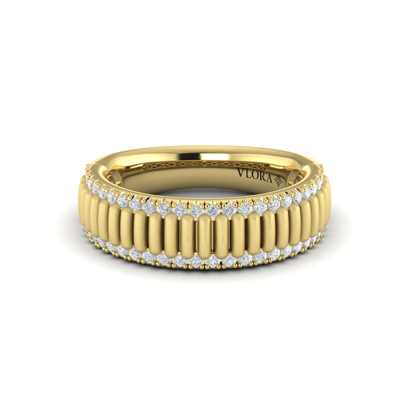 Diamond Ribbed Fashion Band in 14K Yellow Gold