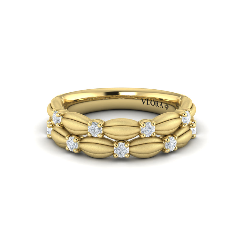 Double Row Tufted Diamond Band in 14K Yellow Gold