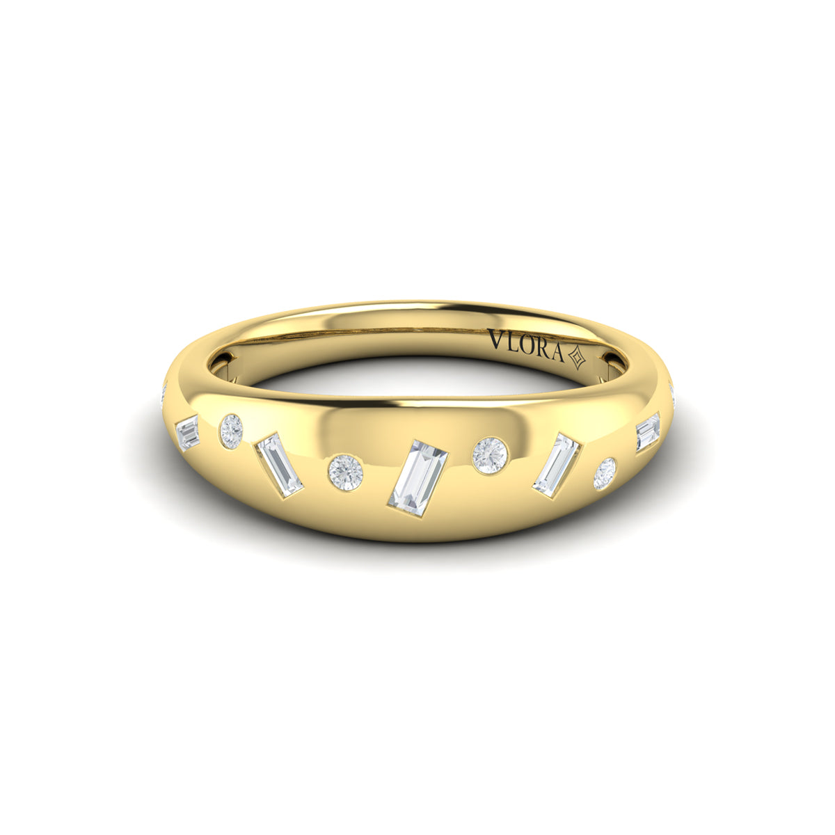 Diamond Dome Band in 14K Yellow Gold