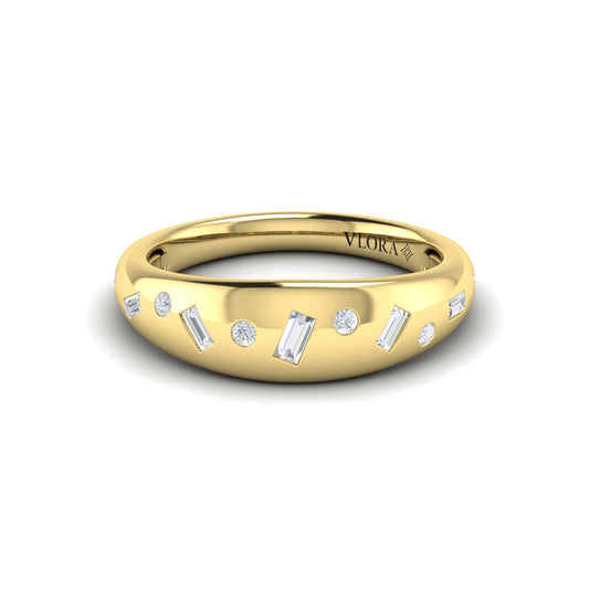 Diamond Dome Band in 14K Yellow Gold