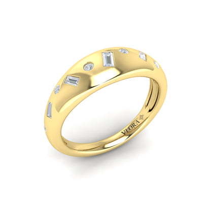 Diamond Dome Band in 14K Yellow Gold