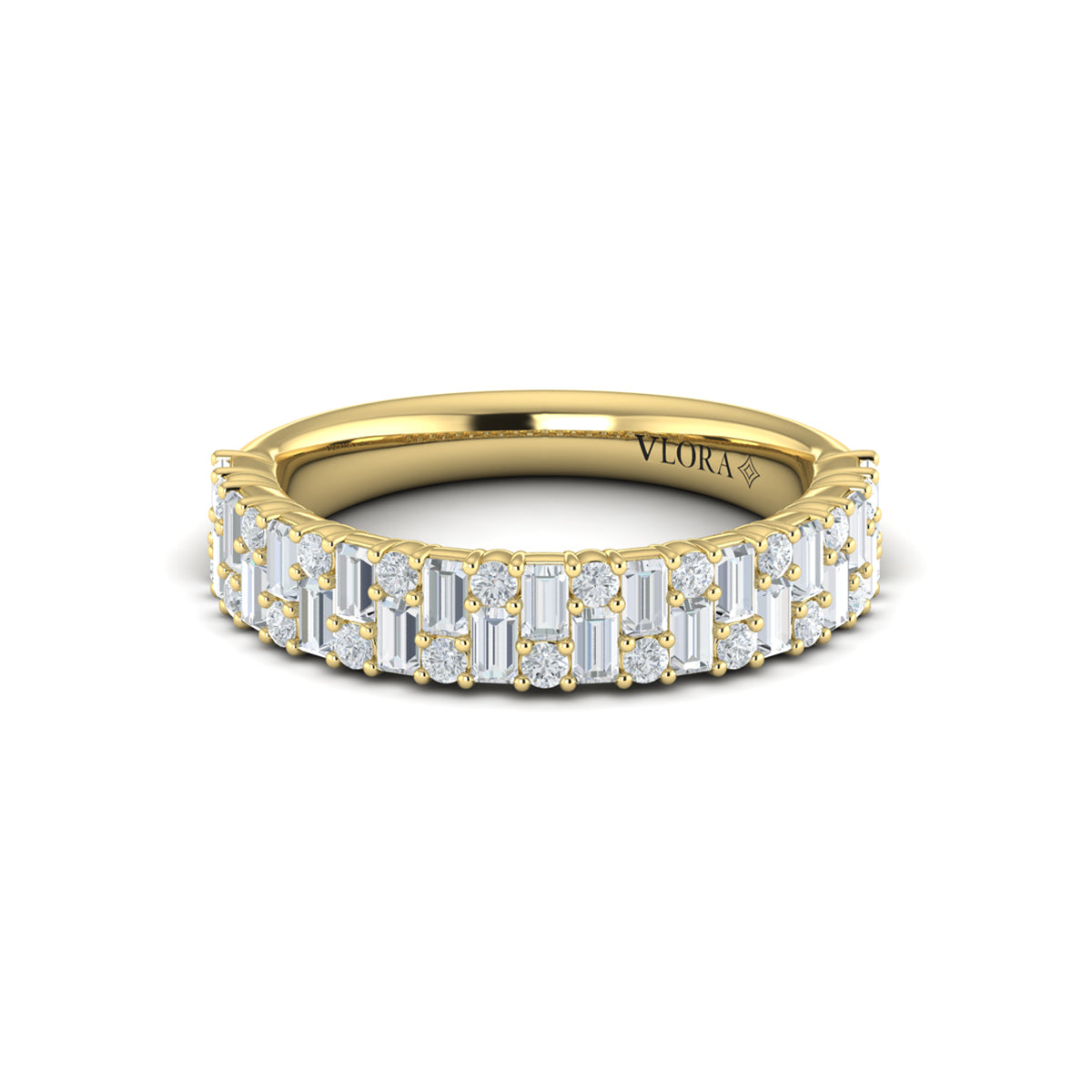 Diamond Double-Row Baguette Band in 14K Yellow Gold