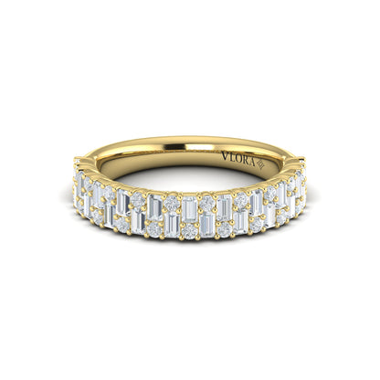 Diamond Double-Row Baguette Band in 14K Yellow Gold