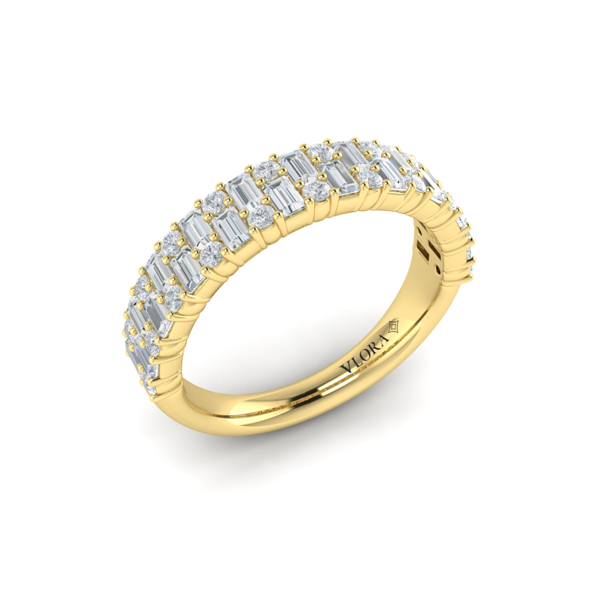 Diamond Double-Row Baguette Band in 14K Yellow Gold