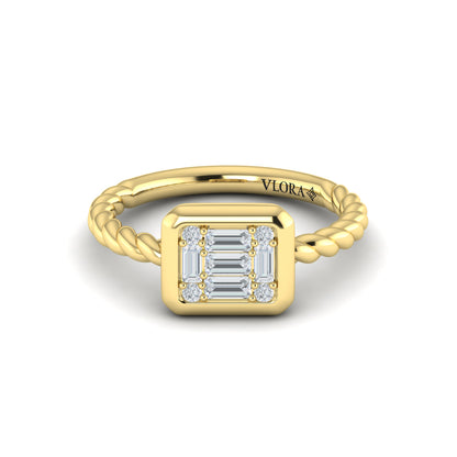 Diamond Cluster Bezel Ring in 14K Yellow Gold