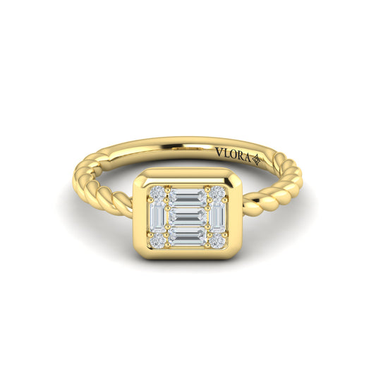 Diamond Cluster Bezel Ring in 14K Yellow Gold