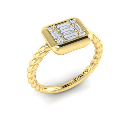 Diamond Cluster Bezel Ring in 14K Yellow Gold