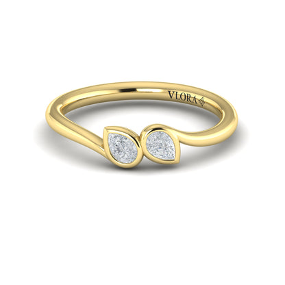 Diamond Two Stone Ring in 14K Yellow Gold