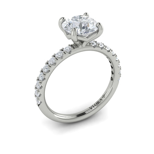Diamond French Set Engagement Ring in 14K White Gold