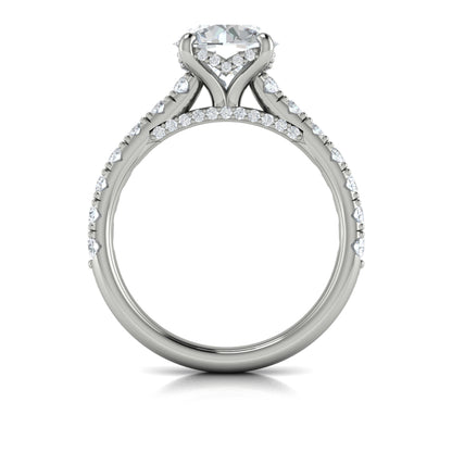 Diamond Hidden Halo Airline Engagement Ring in 14K White Gold