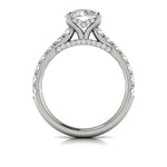 Diamond Hidden Halo Airline Engagement Ring in 14K White Gold