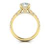 Diamond Hidden Halo Airline Engagement Ring in 14K Yellow Gold