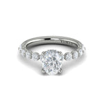 Diamond Single Prong with Hidden Halo Engagement Ring in 14K White Gold