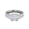 Round and Baguette Engagement Ring in 14K White Gold