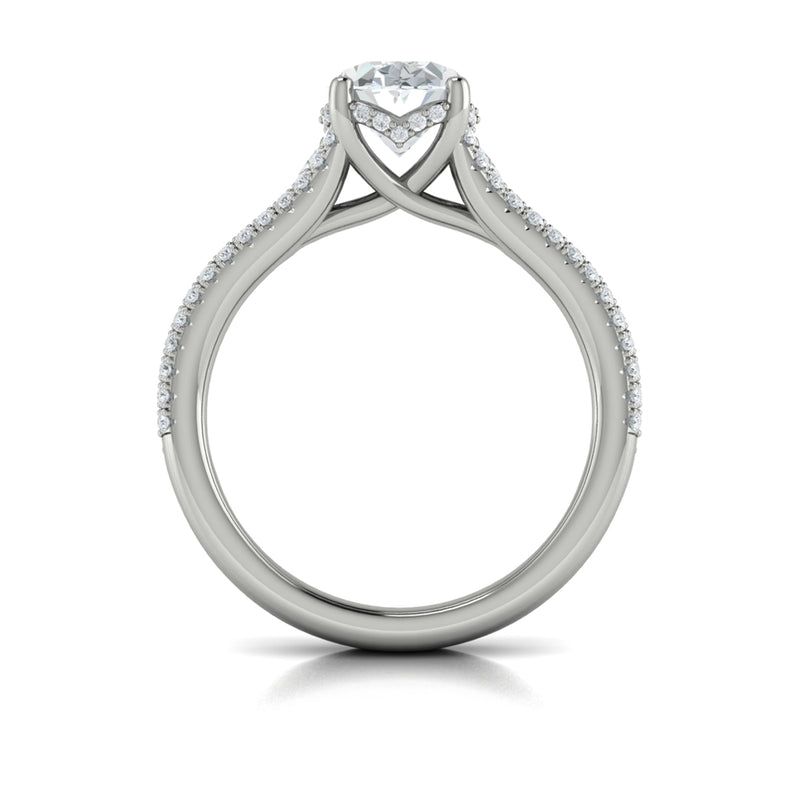 Diamond Triple-Row Hidden Halo Engagement Ring in 14K White Gold