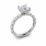 Diamond Oval Side Engagement Ring in 14K White Gold