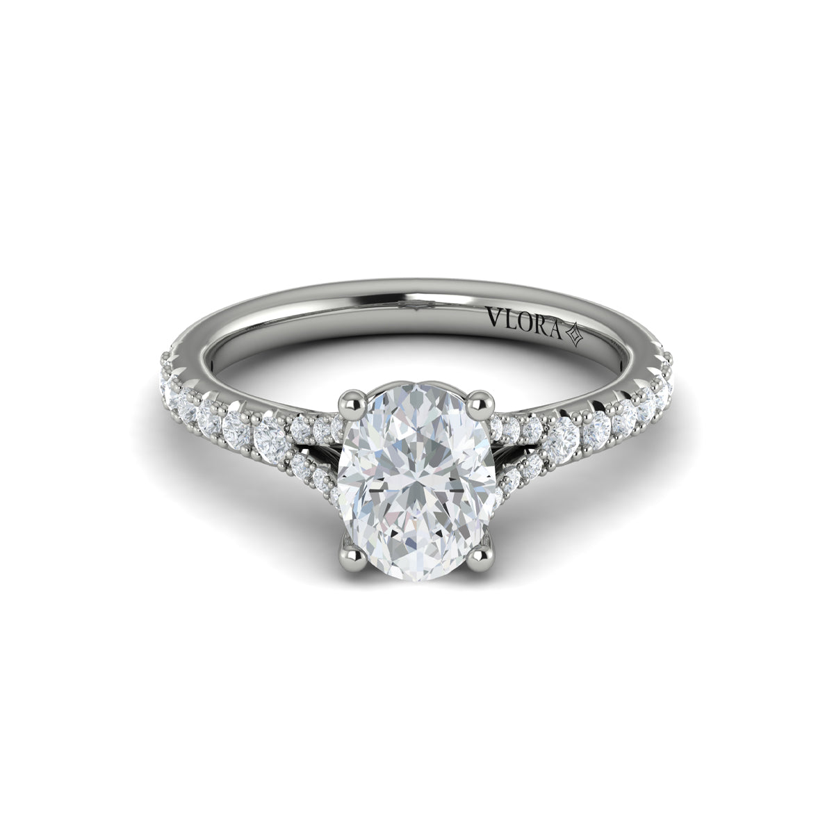 Split Shank Engagement Ring in 14K White Gold