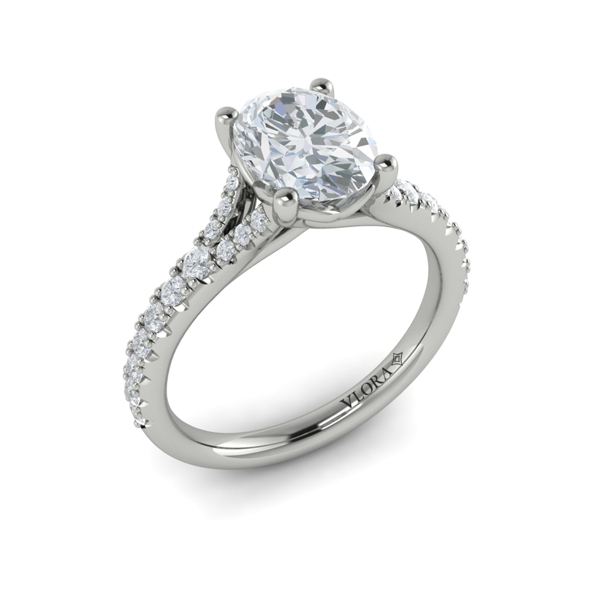 Split Shank Engagement Ring in 14K White Gold
