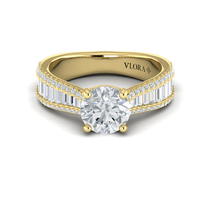 Diamond Tapered Multi-Row Engagement Ring in 14K Yellow Gold