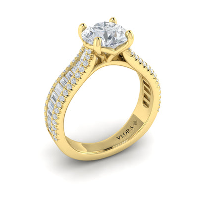 Diamond Tapered Multi-Row Engagement Ring in 14K Yellow Gold