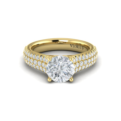 Diamond Pave Engagement Ring in 14K Yellow Gold