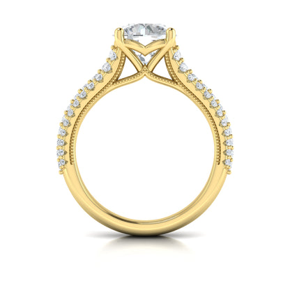 Diamond Pave Engagement Ring in 14K Yellow Gold