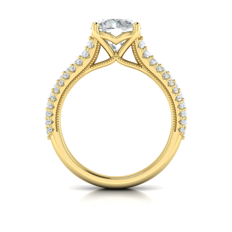 Diamond Pave Engagement Ring in 14K Yellow Gold