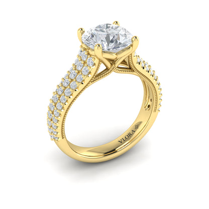 Diamond Pave Engagement Ring in 14K Yellow Gold