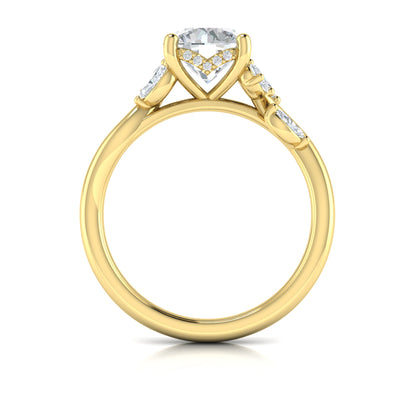 Diamond Floral Engagement Ring in 14K Yellow Gold