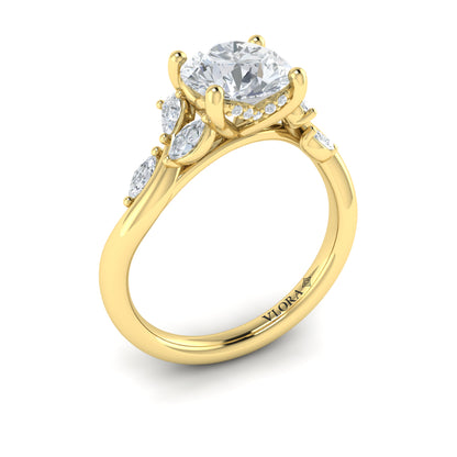 Diamond Floral Engagement Ring in 14K Yellow Gold