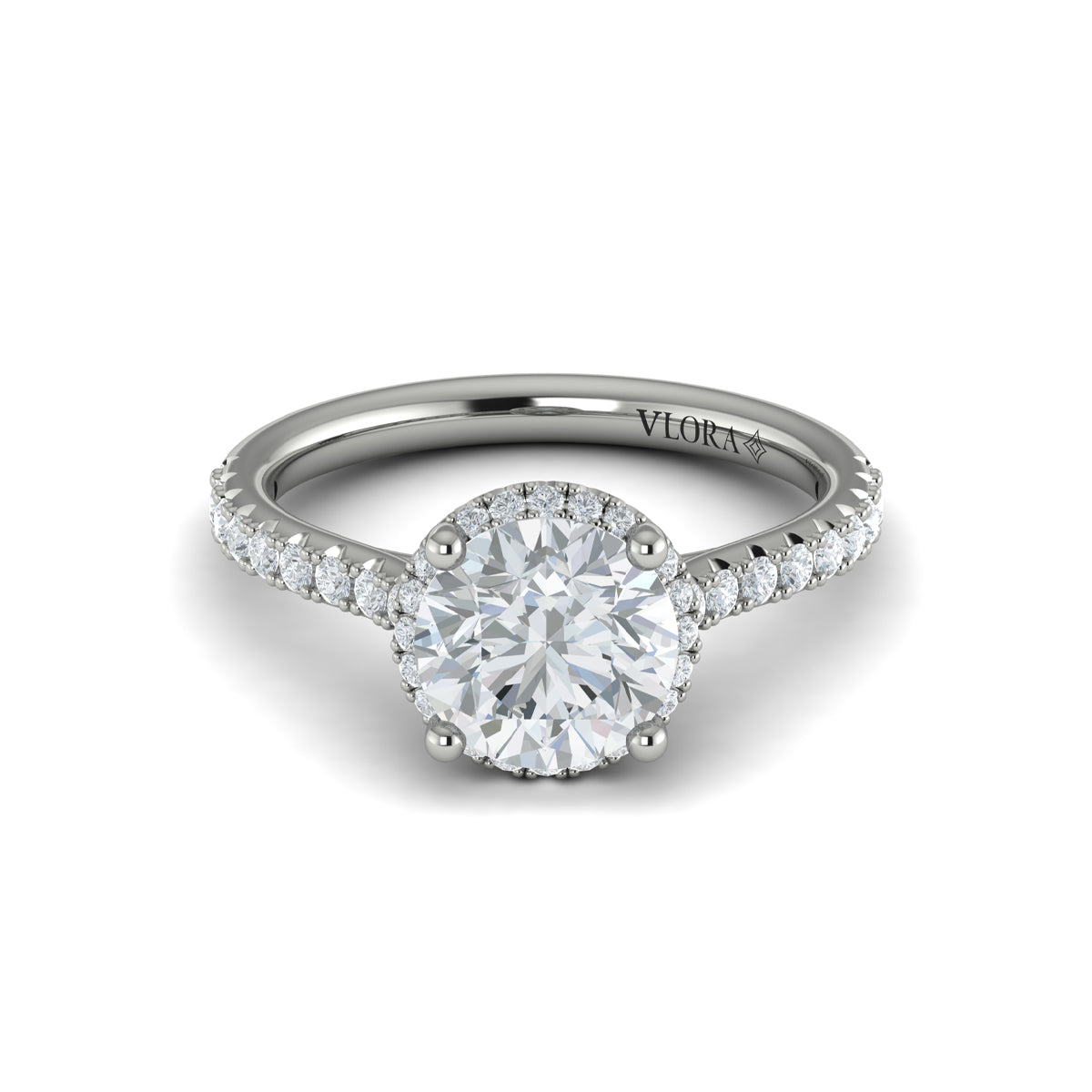 Diamond Halo Engagement Ring in 14K White Gold